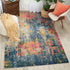 2' X 6' Blue And Yellow Abstract Power Loom Non Skid Area Rug